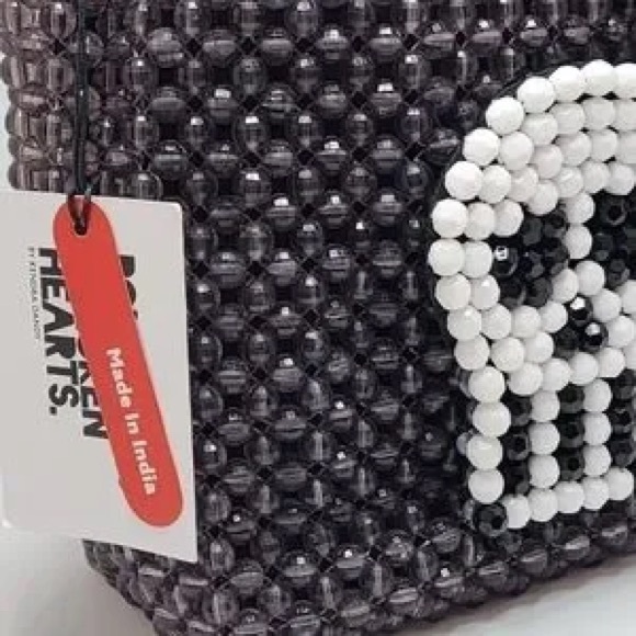 NWT Bouffants & Broken Hearts by Kendra Dandy Grey-Purple Beaded Skull Bag - Picture 4 of 14